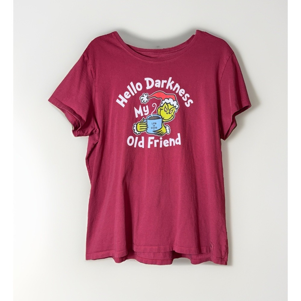 Life is Good Crusher Tee Size XL Short Sleeve Grinch Coffee Christmas Graphic